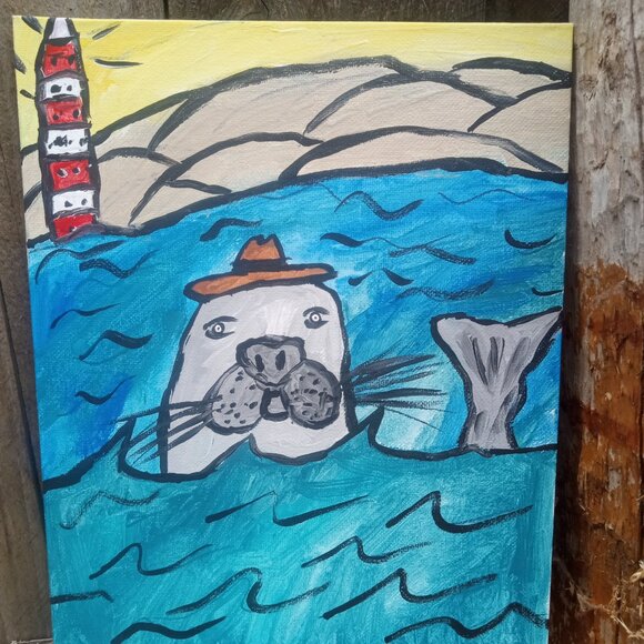 Folk Art Seal Painting - Picture 2 of 11